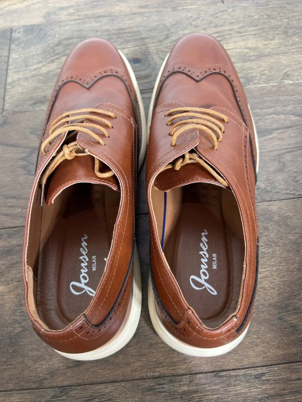 JOUSEN Men's Oxford Casual Brogue Wingtip DRE23035 Brown Sz 14 EUC